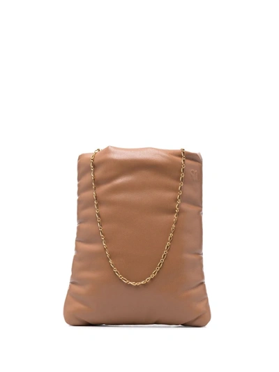 Shop Nanushka Rectangular Padded Shoulder Bag In Braun