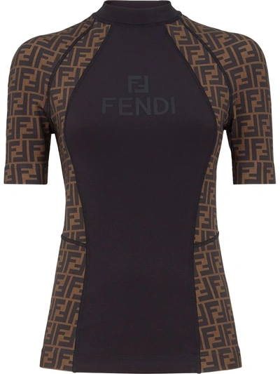 Shop Fendi Ff-motif T-shirt In Brown