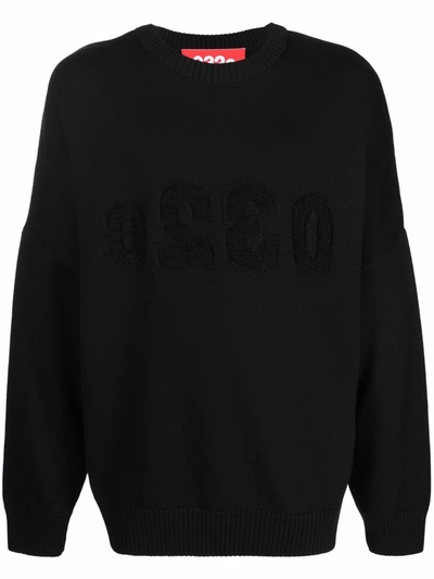 Shop 032c Logo-embroidered Knitted Jumper In Schwarz