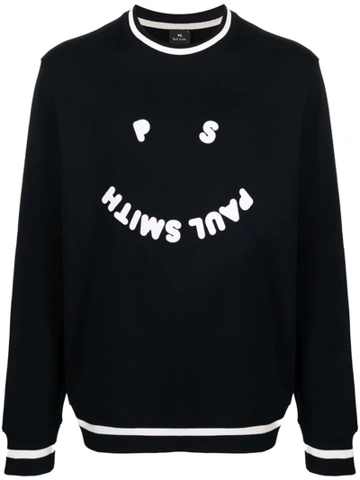 Shop Ps By Paul Smith Logo-print Organic Cotton Sweatshirt In Schwarz