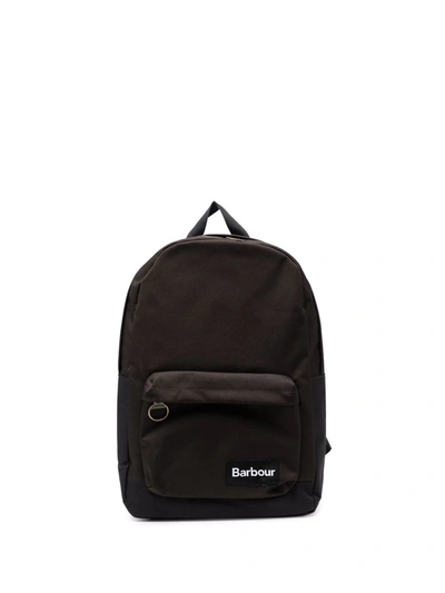 Shop Barbour Logo-patch Pocket Backpacks In Grün