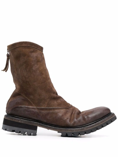 Shop Premiata Zip-up Leather Boots In Braun