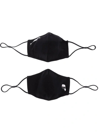 Shop Karl Lagerfeld K/protect Ikonik Set Of Two Face Masks In 黑色