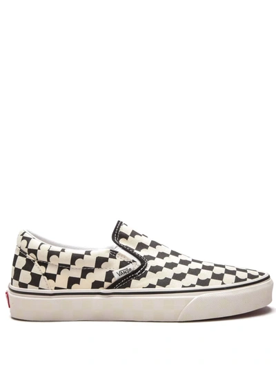 Shop Vans Slip-on "uv Ink Checkerboard" Sneakers In White