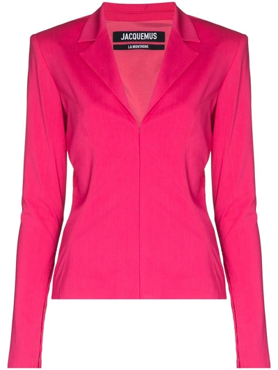Shop Jacquemus Le Veste Fitted Blazer Shirt In Pink