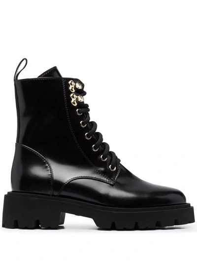 Shop Baldinini Lace-up Combat Boots In 黑色