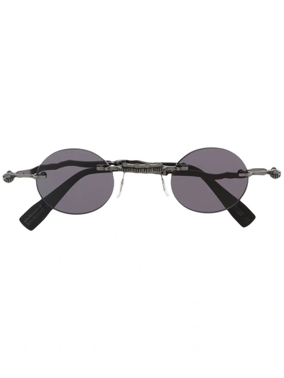 Kuboraum Foldable Round-frame Sunglasses In 黑色