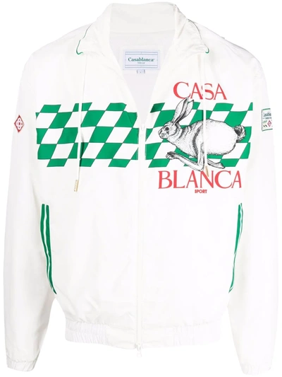 Shop Casablanca Casa Sport Zip-up Jacket In 白色
