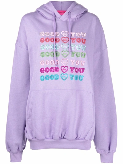 Shop Ireneisgood Good For You Embroidered Hoodie In Purple