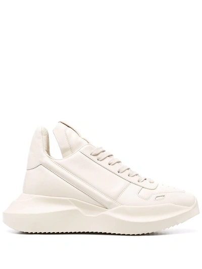 Shop Rick Owens 60mm Leather High-top Sneakers In 中性色