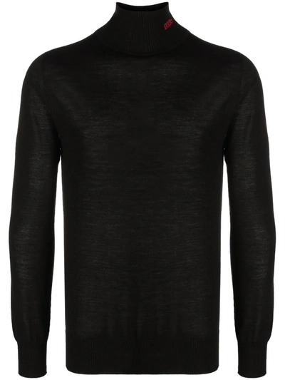 Shop 032c Fine-knit Roll-neck Jumper In 黑色