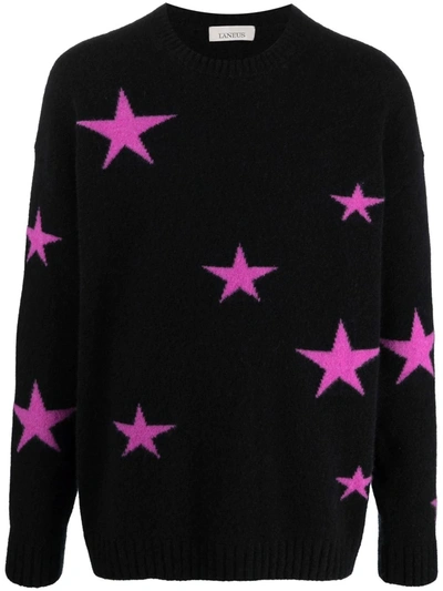 Shop Laneus Star-knit Jumper In 黑色