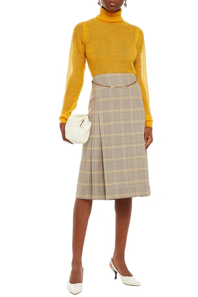 Shop Victoria Beckham Open-knit Alpaca-blend Turtleneck Sweater In Marigold