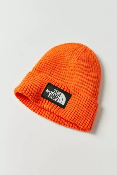 Shop The North Face Tnf Logo Box Cuffed Beanie In Orange