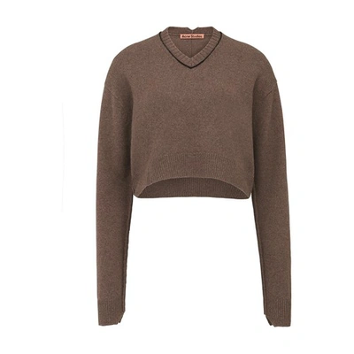 Shop Acne Studios V-neck Sweater In Dusty Brown