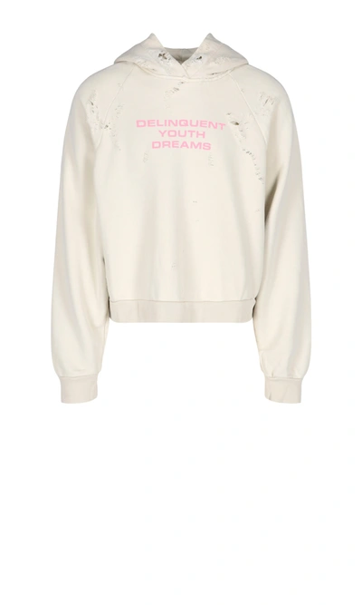 Shop Liberal Youth Ministry "delinquent Youth Dreams" Destroyed Hoodie In Neutrals
