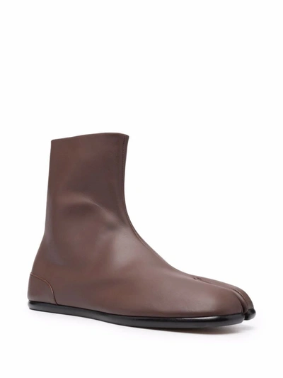 Shop Maison Margiela Men's Brown Leather Ankle Boots