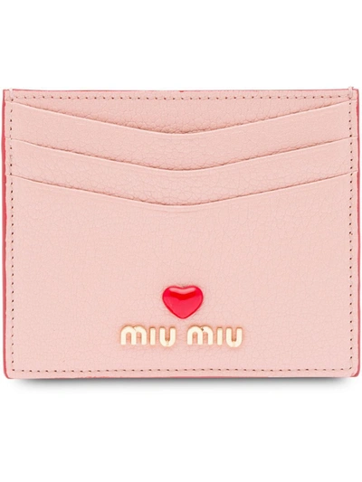 Shop Miu Miu Women's Pink Leather Card Holder
