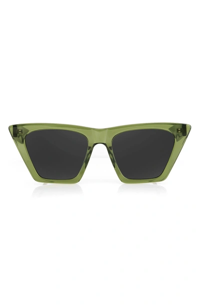 Shop Aqs Roux 54mm Cat Eye Sunglasses In Green/ Black