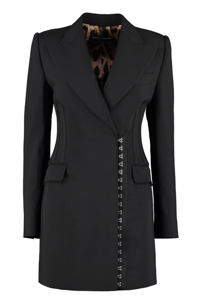 Shop Dolce & Gabbana Stretch Virgin Wool Blazer In Black
