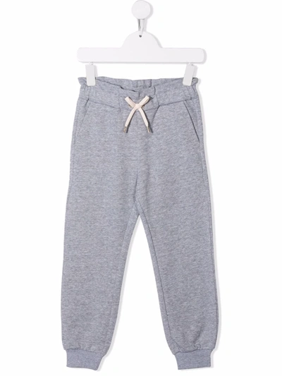Shop Chloé Grey Kids Joggers With Contrast Logo And Drawstring In Grigio Antico
