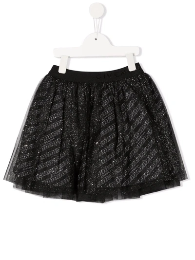Shop Givenchy Kids Black Tulle Skirt With G Chain Motif In Nero