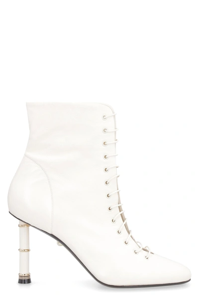 Shop Alevì Love Lace-up Ankle Boots In Ivory