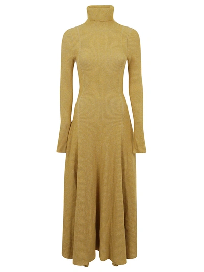 Shop Alanui Sierra Eco Ribbed-knit Dress In Fancy Yello