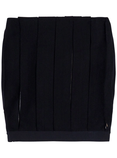 Shop Burberry Amelia Pleated Wool Skirt In Blu