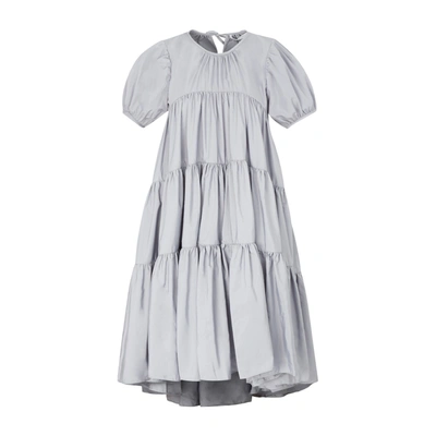 Shop Cecilie Bahnsen Esme Taffeta Flounced Dress In Grey