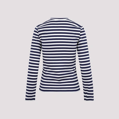 Shop Comme Des Garçons Play Striped T-shirt Tops In Blue