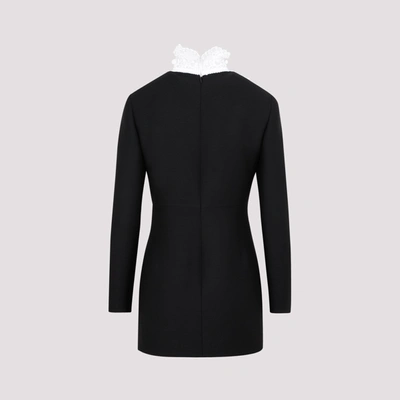 Shop Valentino Embroidered Midi Dress In Black
