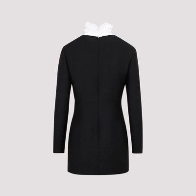 Valentino Women's Embroidered-lace Wool And Silk-blend Mini Dress In Black