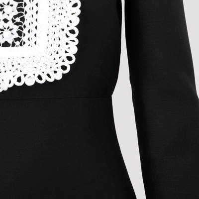 Valentino Women's Embroidered-lace Wool And Silk-blend Mini Dress In Black