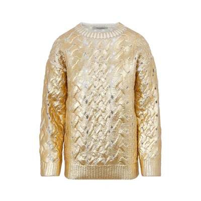 Shop Valentino Wool Sweater In Metallic