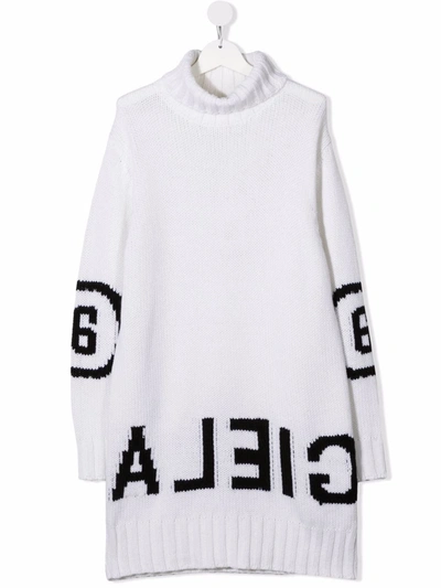 Shop Mm6 Maison Margiela Logo-print Knit Dress In White