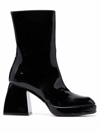 Shop Nodaleto High-shine Ankle Boots In Black