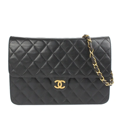 Pre-owned Chanel Black Leather Vintage Single Flap Shoulder Bag