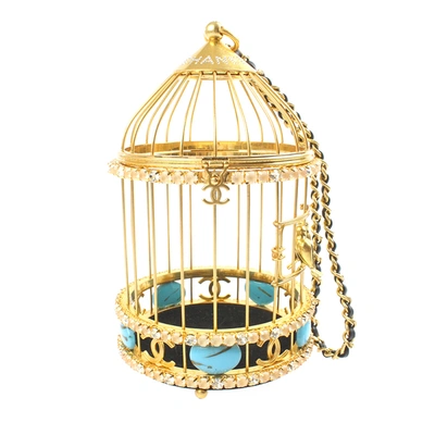 Pre-owned Chanel Gold Metal Bird Cage Top Handle Bag