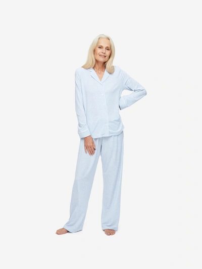 Shop Derek Rose Women's Pyjamas Ethan Micro Modal Stretch Light Blue Marl
