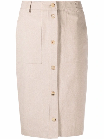 Shop Moschino Button-up Midi Skirt In Nude