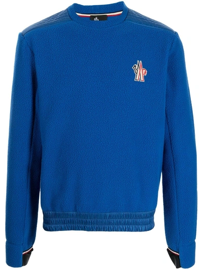 Shop Moncler Patch Fleece Sweatshirt In Blau