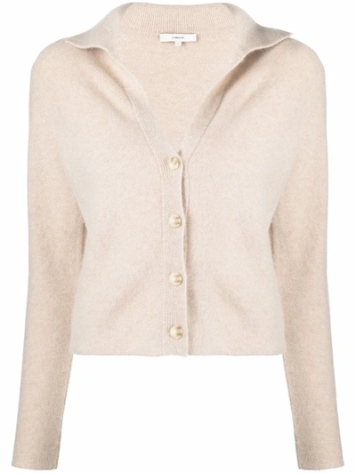 Vince Cropped Button Front Cashmere Cardigan In Nude | ModeSens