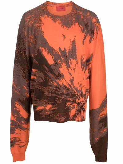 Shop A Better Mistake Explosion Graphic-print Wool Jumper In Orange