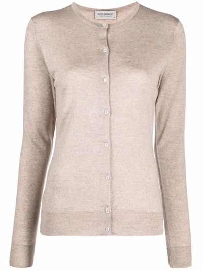 Shop John Smedley Button-up Knitted Cardigan In Nude