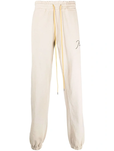 Shop Rhude Embroidered-logo Track Pants In Nude