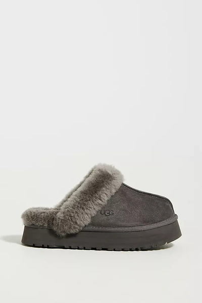 Shop Ugg Disquette Platform Slippers In Grey