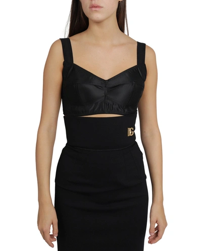 Shop Dolce & Gabbana Bralette Crop Top In Black