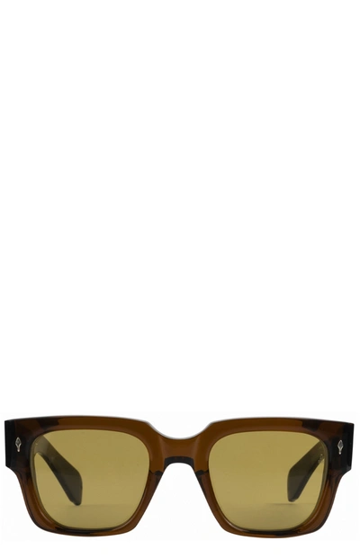 Shop Jacques Marie Mage Enzo Square Frame Sunglasses In Brown