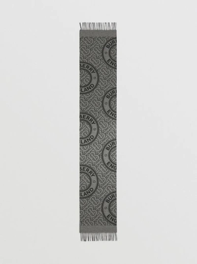 Shop Burberry Montage Cashmere Reversible Scarf In Shale Grey
